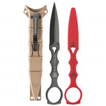 ​​Benchmade 蝴蝶 SOCP Dagger 440C 黑刃沙色鞘附带红色训练手刺套装