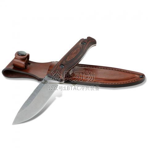 美国蝴蝶 15002 马鞍山木纹柄猎附手工皮鞘（CPM-S30V）Saddle Mountain Skinner Wood