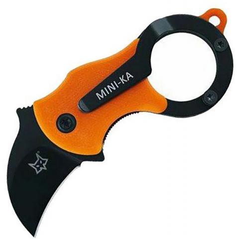 意大利狐狸 FX-535OB Mini Ka Folding Karambit 黑色Cerakote陶瓷涂层 橙色FRN手柄 01FX330折叠爪刀 折