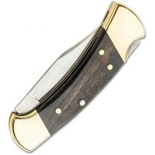 美国巴克 112 50周年纪念 Ranger 折乌木柄 黄铜框架附皮鞘口袋折（420HC）