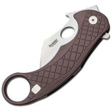  意大利钢狮 LE1-A-ES L.E.One Karambit CPM-MagnaCut 石洗 Hawkbill 叨刃, 粽色铝柄 Flipper折