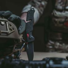 美国索格 Trident AT 三叉戟 红色部件 助力折 D2钢黑刃, GRN黑柄