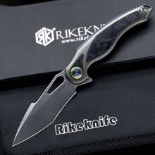 Rike knife 瑞克 unicorn 独角兽 M390珠光刃面 钛合金镶嵌蓝黑色碳纤维折