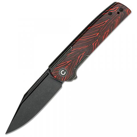 CIVIVI Knife C20041C Cachet 红黑纹G10柄黑刃折 -14C28N钢（黑色石洗）