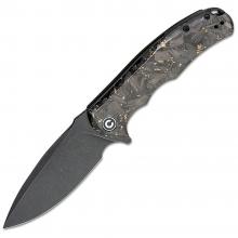 CIVIVI Knife C803 Praxis Flipper折​ 9Cr18MoV 黑色 石洗 水滴刃 Golden Shred 碳纤维 手柄