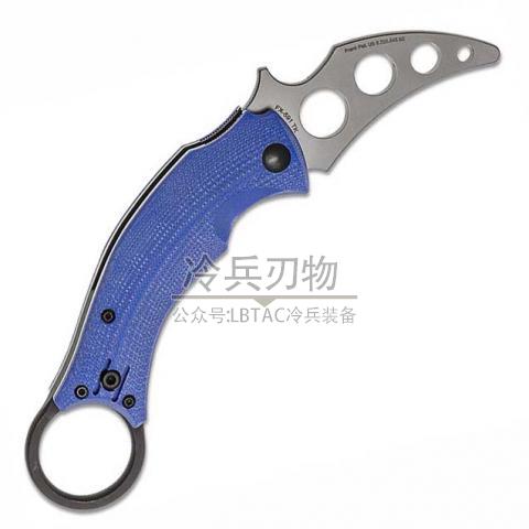 狐狸&巴期帝内利 591 黑鸟科伦比蓝G10柄虎爪练习刀（N690Co钢）Black Bird Karambit