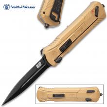 美国史密斯威森 MPOTF10FDE OTF Knife 双锋平刃棕色柄