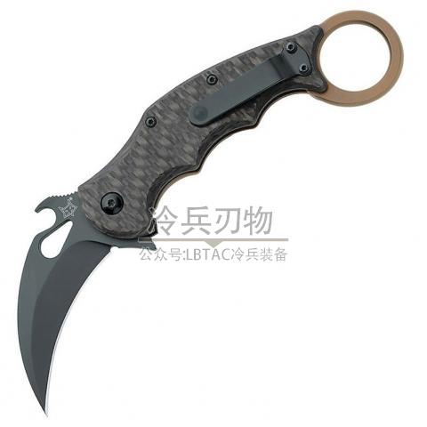 FOX&爱默生合作款 Karambit 碳纤维/钛合金柄 快开勾鹰喙形黑刃直爪（Elmax）