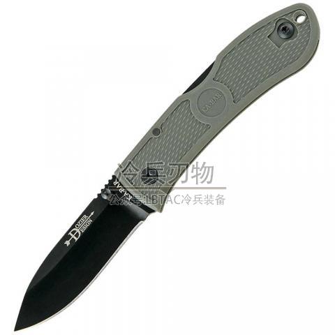 KA-BAR&Bob Dozier 4062 折叠猎人叶绿色柄背锁战术折（AUS-8A 黑色）Dozier