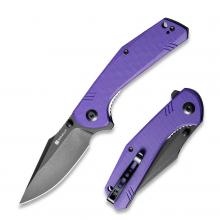 SENCUT Knife Actium 紫色G10柄按钮锁鱼鳍快开折（D2 黑色石洗）