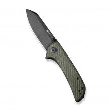 SENCUT Fritch Flipper & Thumb Stud Knife Green 帆布纹米卡塔柄 黑色石洗 9Cr18MoV刃材