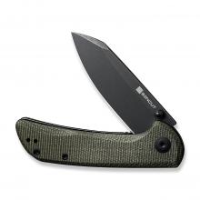 SENCUT Fritch Flipper & Thumb Stud Knife Green 帆布纹米卡塔柄 黑色石洗 9Cr18MoV刃材