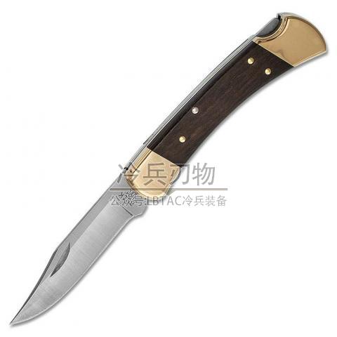 美国巴克 110 折叠猎人 经典折 黄铜叨枕实木贴片 Folding Hunter