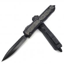 美国微技术 气泡DLC镶嵌黑铝柄弹簧刀（单边全齿黑刃）签名系列 Makora