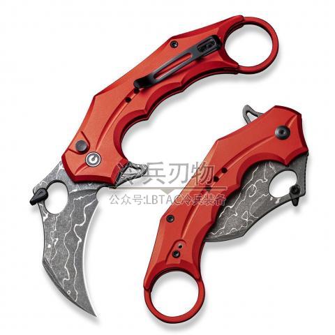 CIVIVI Knife C16016B Incisor II 红色铝柄快开折爪（Damascus）