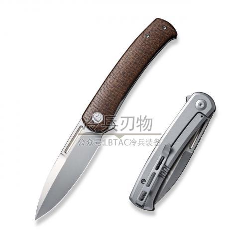 CIVIVI Knife C21025B Cetos 粽色米卡塔贴片折（14C28N）