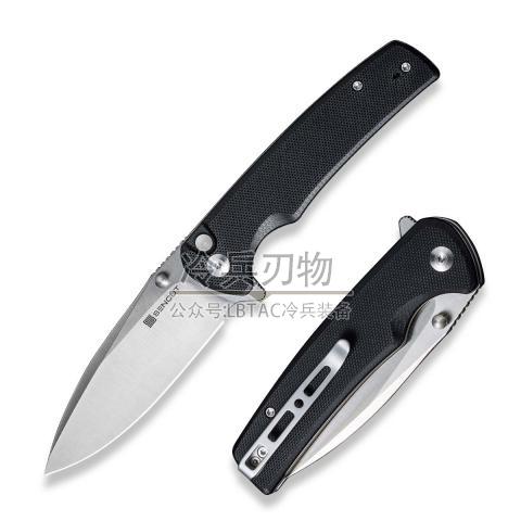 SENCUT Knife S21007 Sachse黑色G10手柄侧中跳（9Cr18MoV锻面）