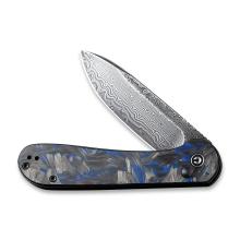 CIVIVI Knife C2103DS 蓝碎碳纤柄黑大马钢折
