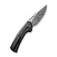 We Knife 22040F Nefaris 限量黑色钛碳纤维贴片柄折（Heimskringla 大马士革）