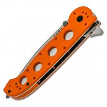 美国哥伦比亚河 M16 橘色子托手柄 缎面几何头半齿刃救援版折（AUS-8）