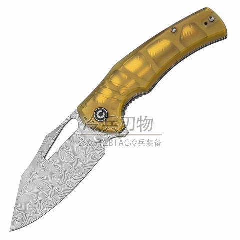 CIVIVI C23017 Polished Ultem琥珀柄 口袋折（Damascus）BullTusk