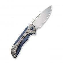 We Knife Equivik 蓝色钛柄鱼鳍快开折（CPM-20CV 手工拉丝打磨）