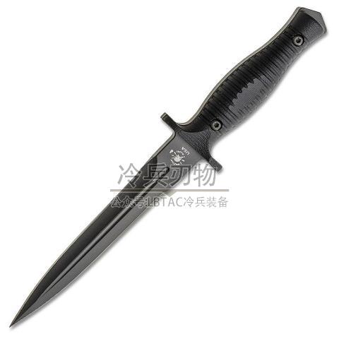 美国斯巴达刀具 V14黑色G10柄一体式全黑刃双刃匕 带K鞘 George V-14 Dagger