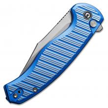 CIVIVI Knife Stormhowl 研磨明亮的蓝柄, Satin Flat 按钮锁鱼鳍快开折（Nitro-V 缎面）
