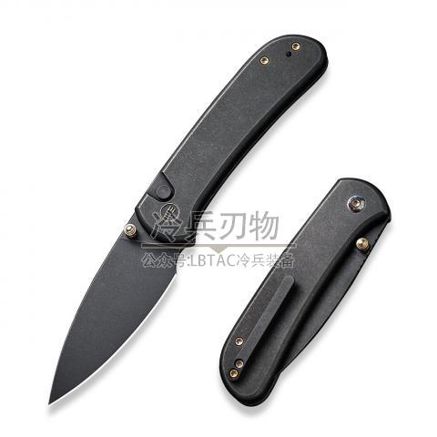 We Knife Qubit 黑色钛柄按钮锁定折（CPM-20CV 黑色石洗）