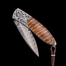 美国威廉亨利 银鹰 猛犸象牙齿化石纯银雕刻 波纹大马士革 收藏折 B05 Monarch Silver Eagle