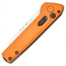 美国巴克 838 Wharncliffe橙色铝制手柄按钮锁折（154CM石洗）