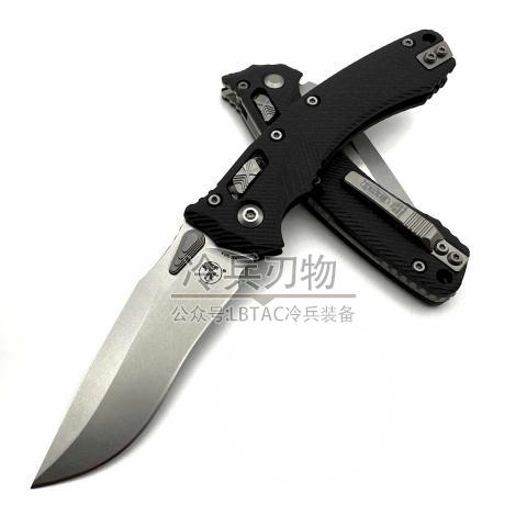 美国微技术 两栖者战术折 黑色G10槽柄 石洗 Amphibian Black