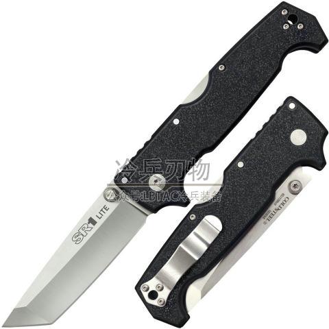 美国冷钢 SR1 简版T头 黑色Griv-Ex™轻型柄 背锁战术求生救援折 SR1 LITE Tanto Point