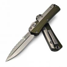 美国微技术 蛇神双锋单边齿 草绿色铝柄 石洗 钛合金部件 Glykon D/E Stonewash Bayonet OD Green