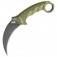 美国冷钢 49KST 钢虎 草绿色柄带尾环直爪附Secure-Ex鞘（AUS-8A 石洗）Tiger Karambit