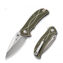 SENCUT S23097 Green/Ivory G10手柄按钮锁快开折（9Cr18MoV 锻面）Hyrax