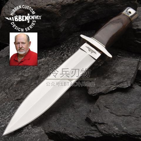 美国吉尔赫本 阿拉斯加双刃木柄靴刀附护套（5Cr15）Double Edge Boot Knife