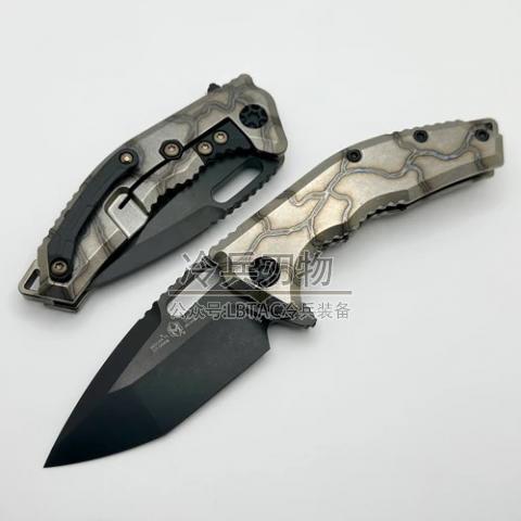 美国异教徒 美杜莎火焰钛柄手动折 Folding Knife Flamed Titanium 3.25"（MagnaCut DLC）Medusa Manual