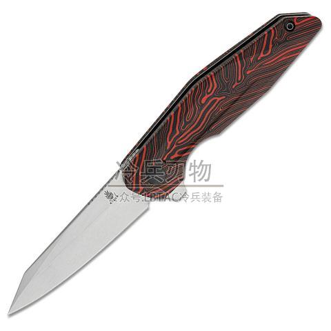 Kizer 凯泽 V3620 红黑色G10柄反曲T头鱼鳍线锁快开折（154CM 石洗）Spot Fron