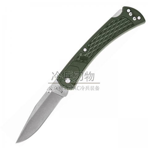 美国巴克 110 折叠猎人 经典折 草绿色尼龙柄 双拇指钉版 Folding Hunter