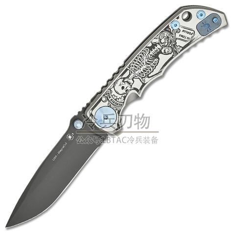 美国斯巴达 死亡警告雕刻钛柄 2022年特别版 一体框架锁折（S45VN PVD）Special Edition SHF Harsey 