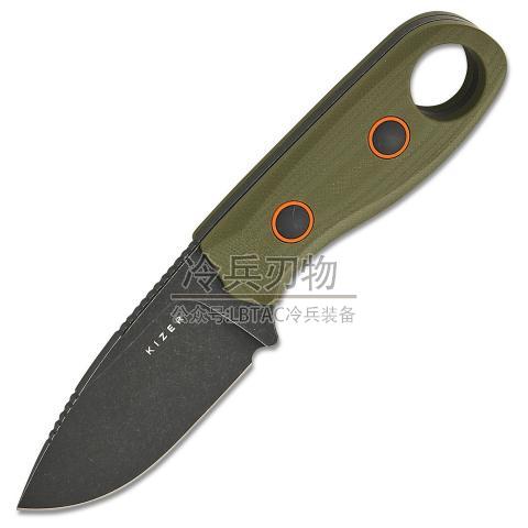 Kizer 凯泽 海狸草绿色G10,直附Kydex鞘（D2 黑色水滴头）Beaver