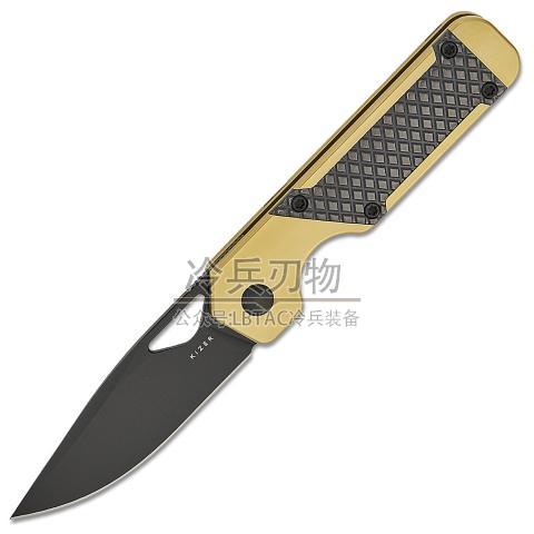 Kizer&Jonathan Styles 波形Zalium贴片钛柄框架锁鱼鳍快开折（S45VN 黑色水滴头）Mini Militaw